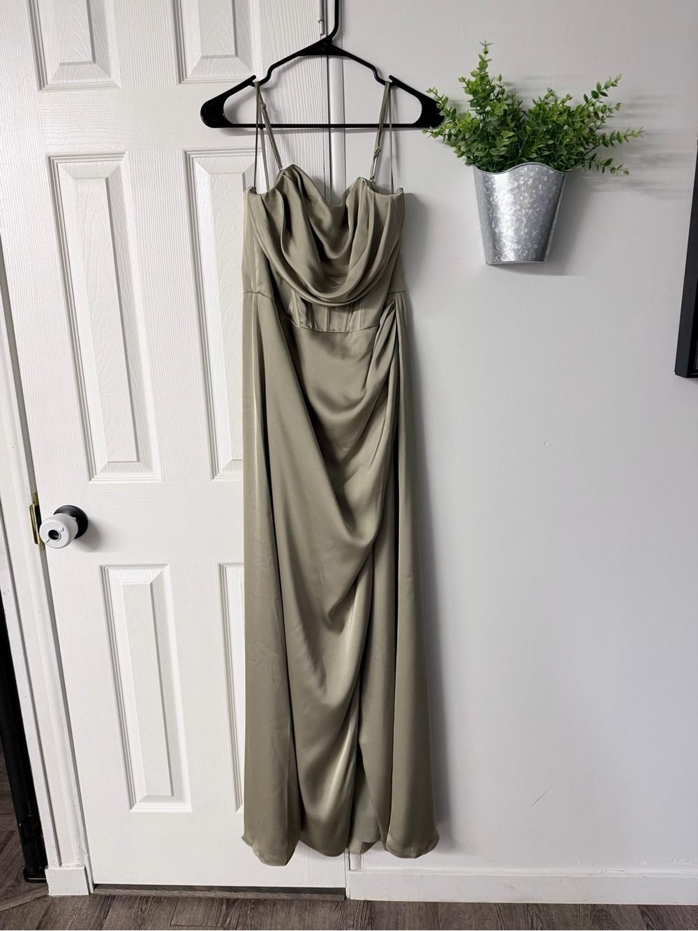 Birdy Grey Olive Satin Cowl Neck Dress